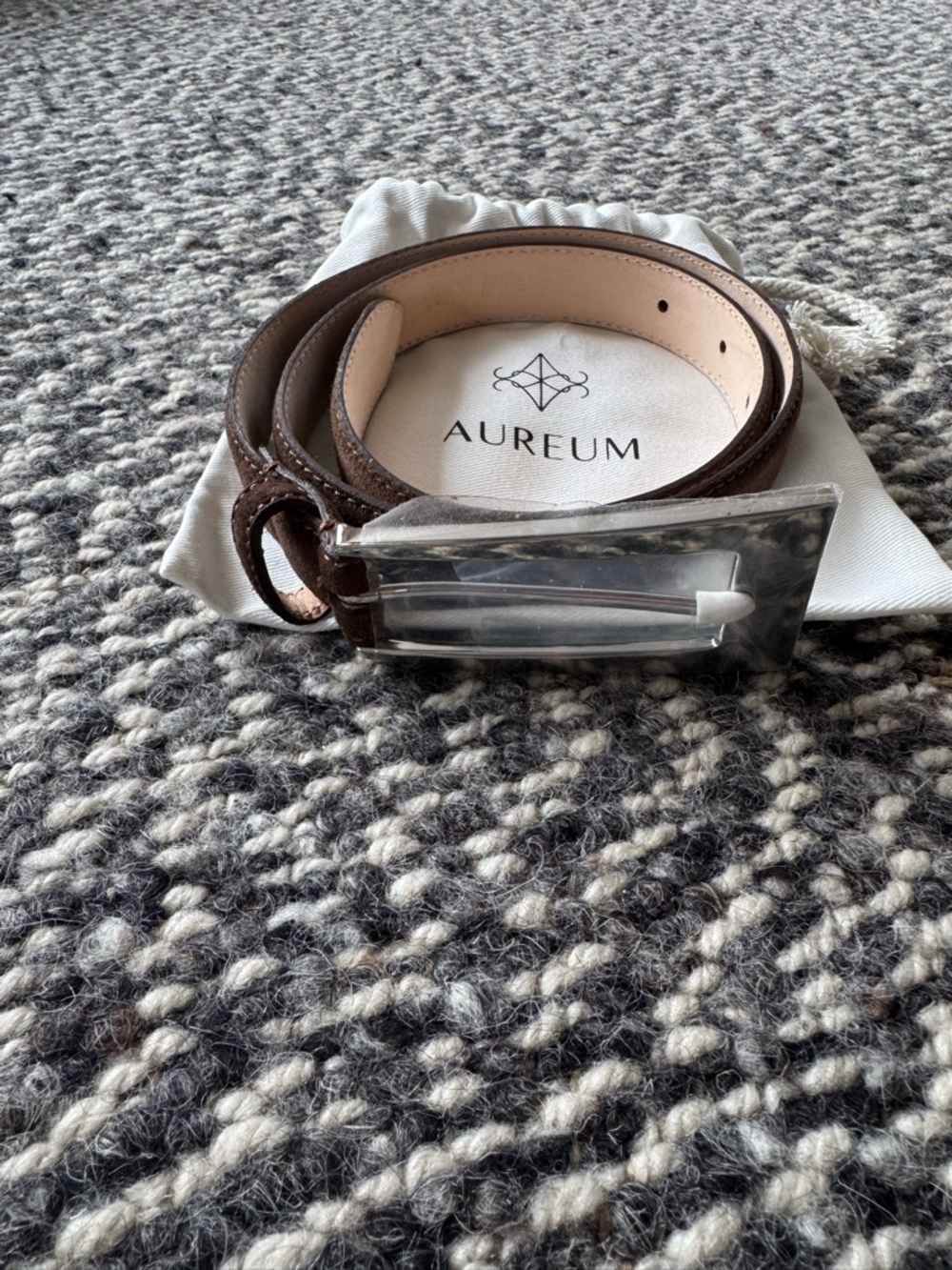 AUREUM No 10 Brown Suede Belt with Silver Buckle - Picture 4 of 5